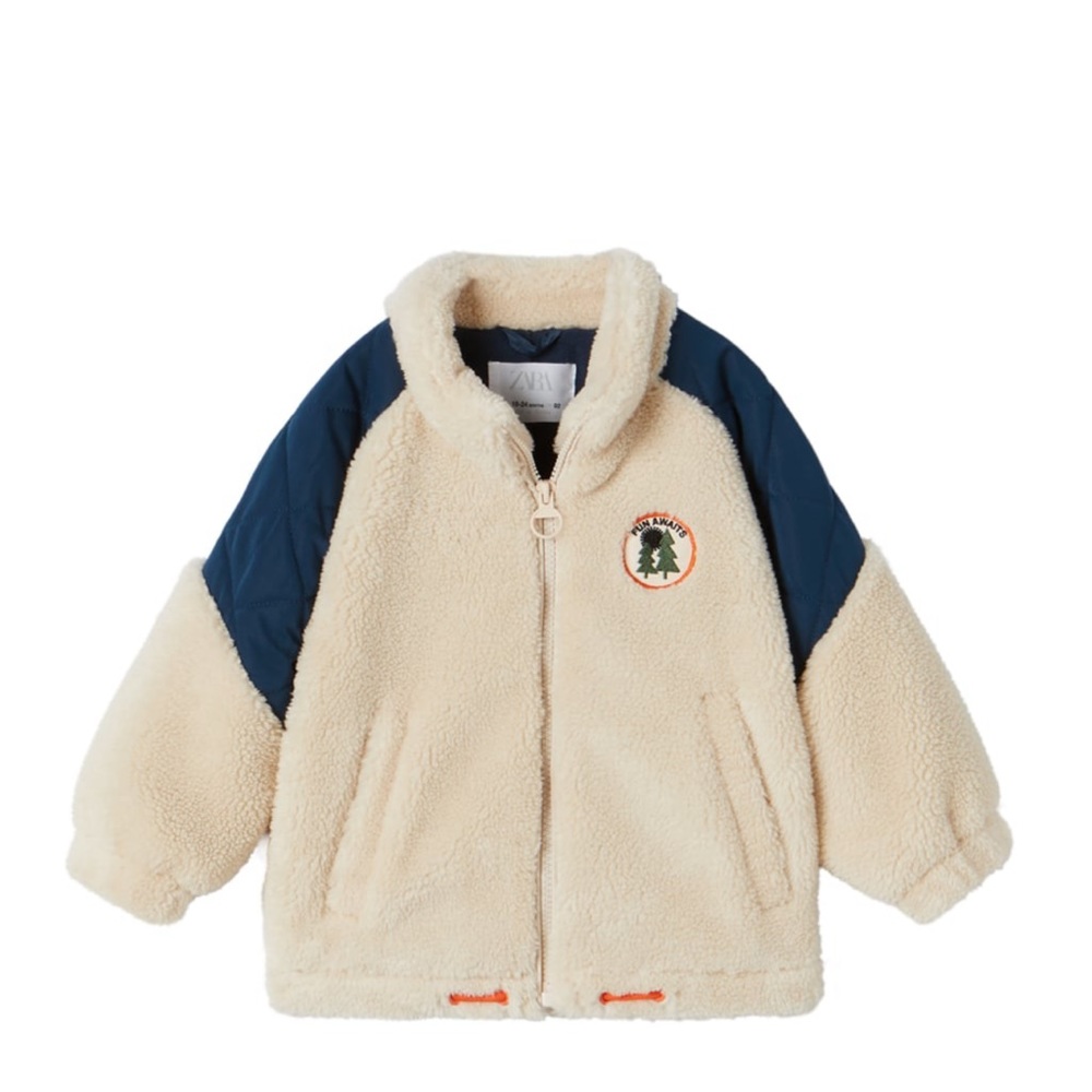 Zara jacket with faux shearling. Size 9-12 months. New